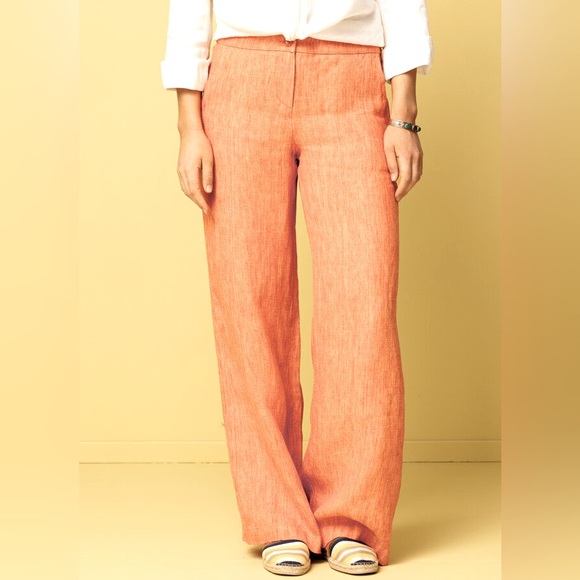 NEW Much Money Women’s Orange Wide Leg Dress Pants Made in Italy - Picture 1 of 16